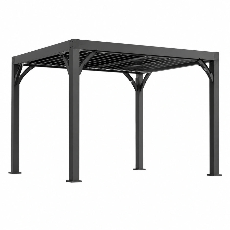Pergola de jardin en aluminium anthracite avec toit à lames, 400 × 300 × 250 cm