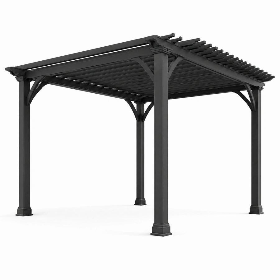 Pergola de jardin en aluminium noir avec toit à lames, 300 x 300 x 250 cm