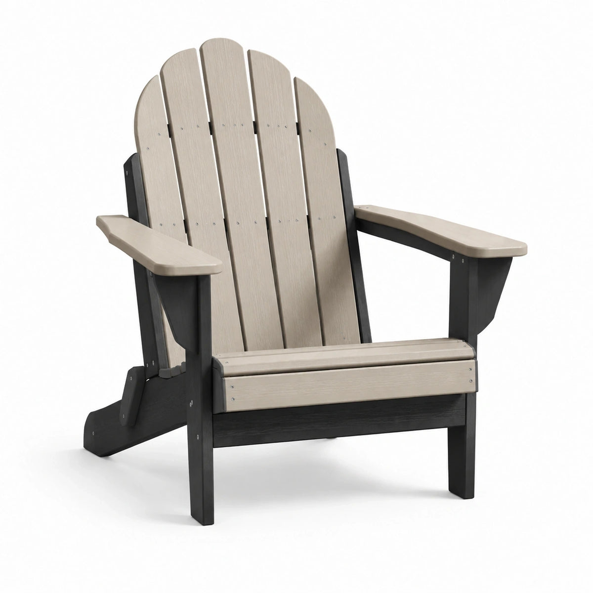 Fauteuil Adirondack synthétique aspect bois avec accoudoirs, taupe et noir, 79 × 84 × 97 cm